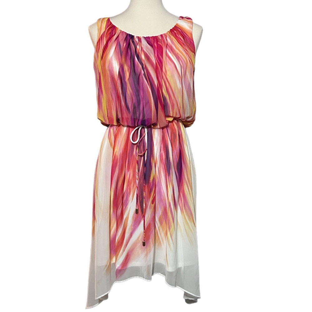 High low Water Color Rainbow Dress Size 8